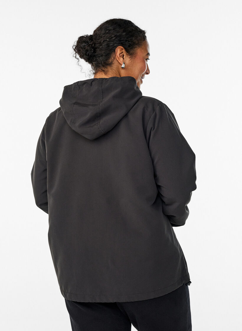 Leichte Jacke mit Kapuze und Rei&szlig;verschluss, Schwarz, Model image number 2