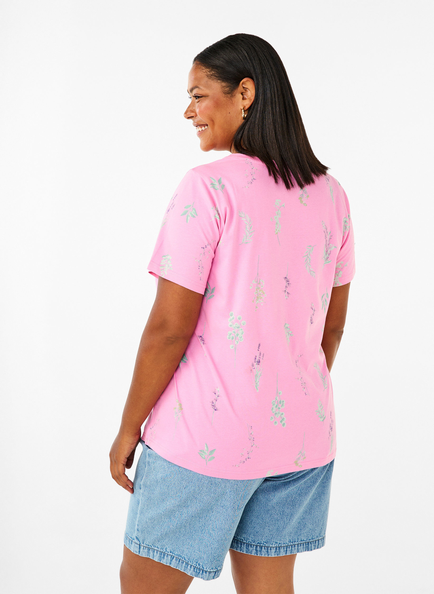 ZizziT-Shirt aus Bio-Baumwolle mit Blumendruck, Rosebloom W. Flower, Model image number 1