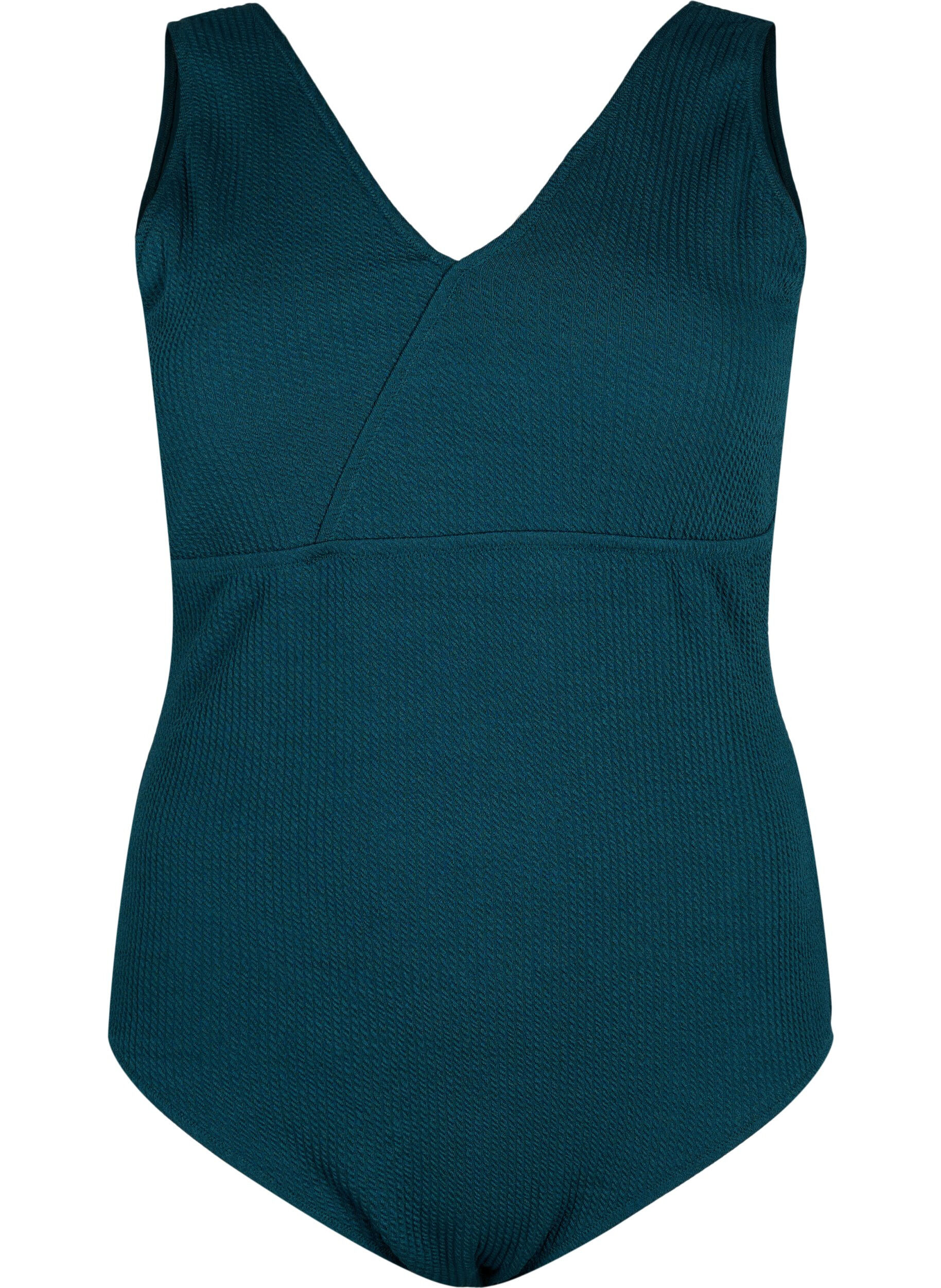 ZizziBadeanzug mit Krepp-Textur und Wickeleffekt, Dark Sea, Packshot image number 0