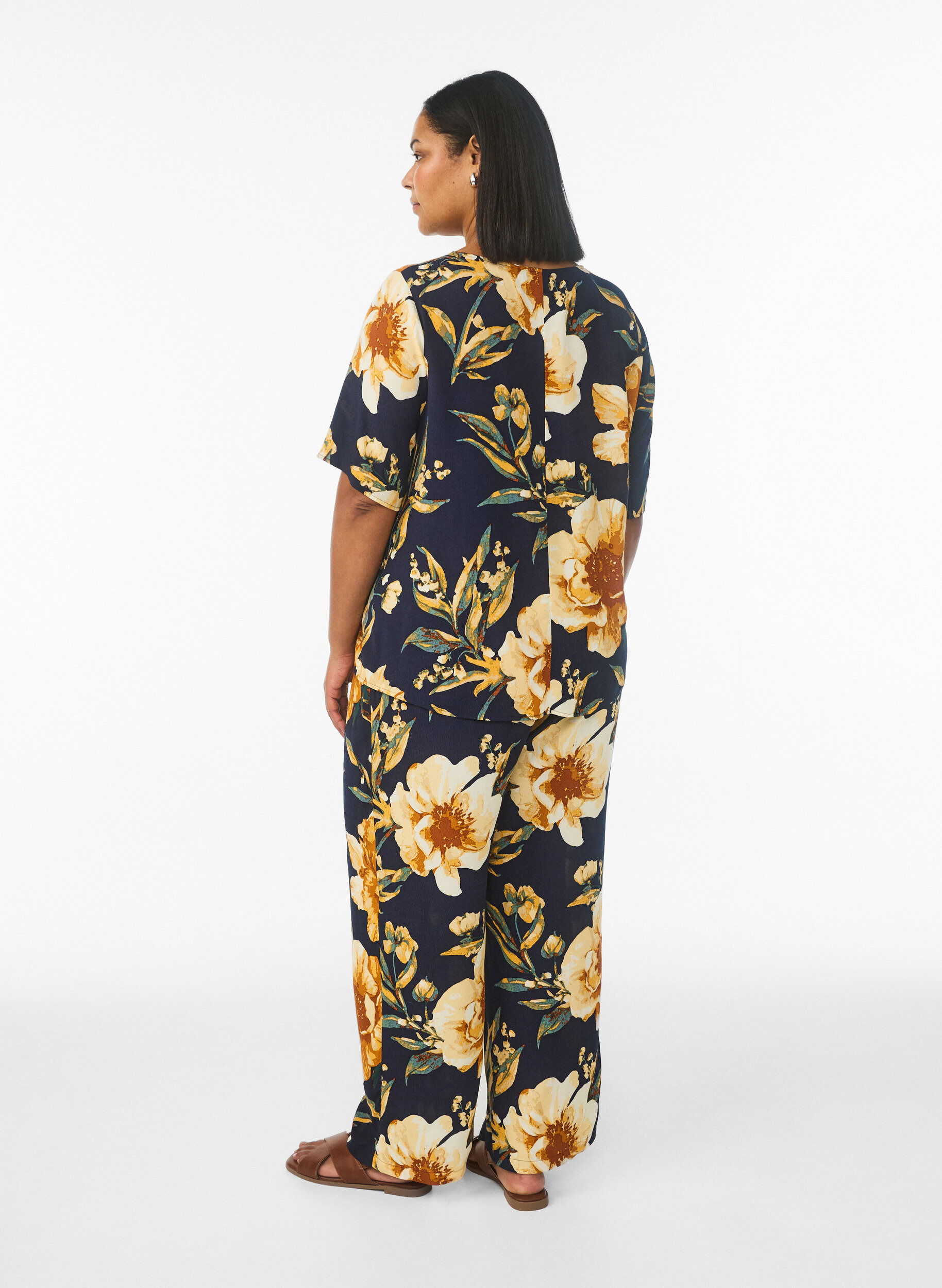 ZizziLockere Viskosehose mit Print, Blau, Model image number 1