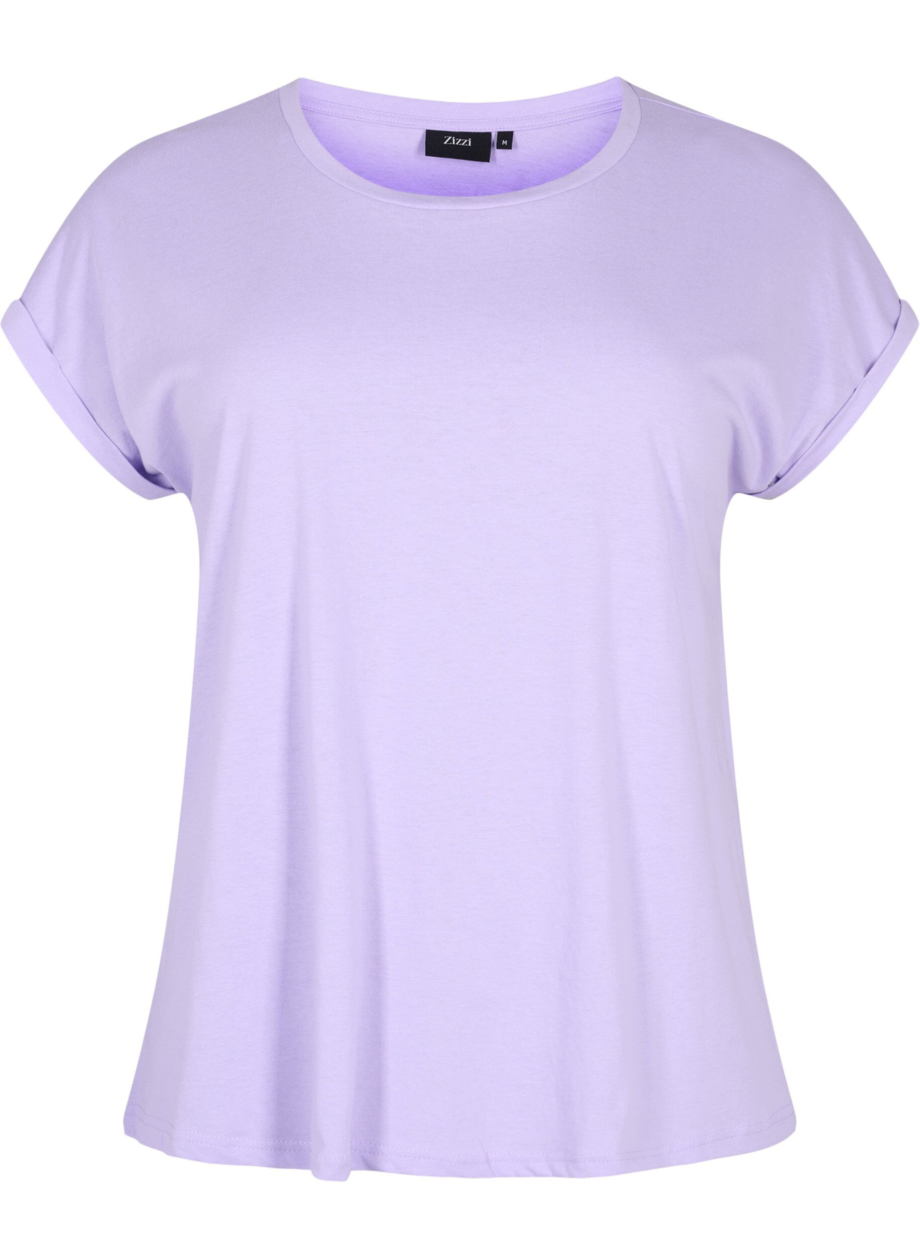 ZizziKurz&auml;rmeliges T-Shirt aus einer Baumwollmischung, Lila, Packshot image number 0