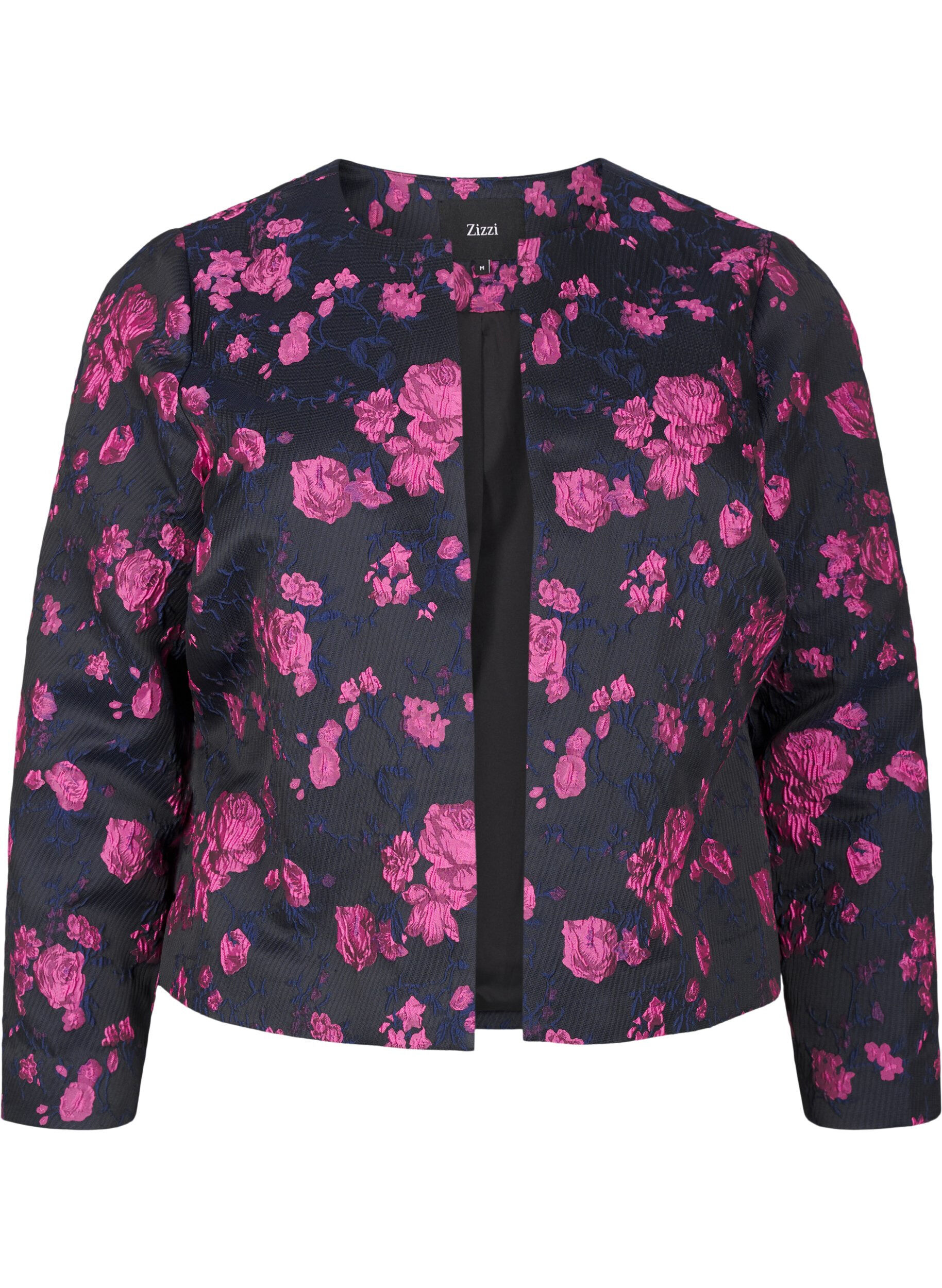ZizziJacquard-Jacke mit Blumenmuster, Black w. Red Rose, Packshot image number 0