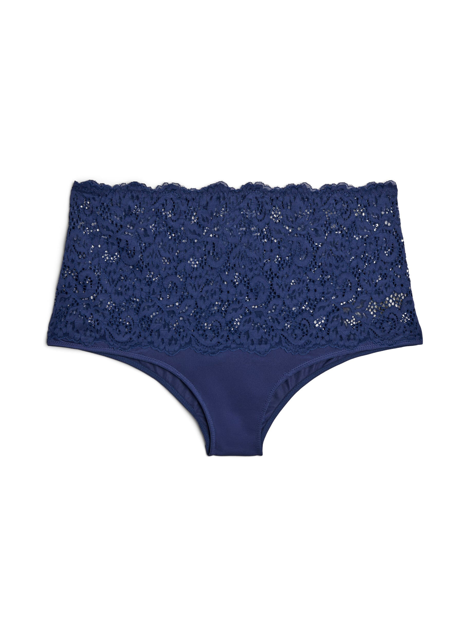 ZizziHipster-Panty mit hoher Taille und Spitze, Medieval Blue, Packshot image number 0
