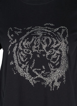 T-Shirt aus Bio-Baumwolle mit Steinen, Black , Packshot image number 2