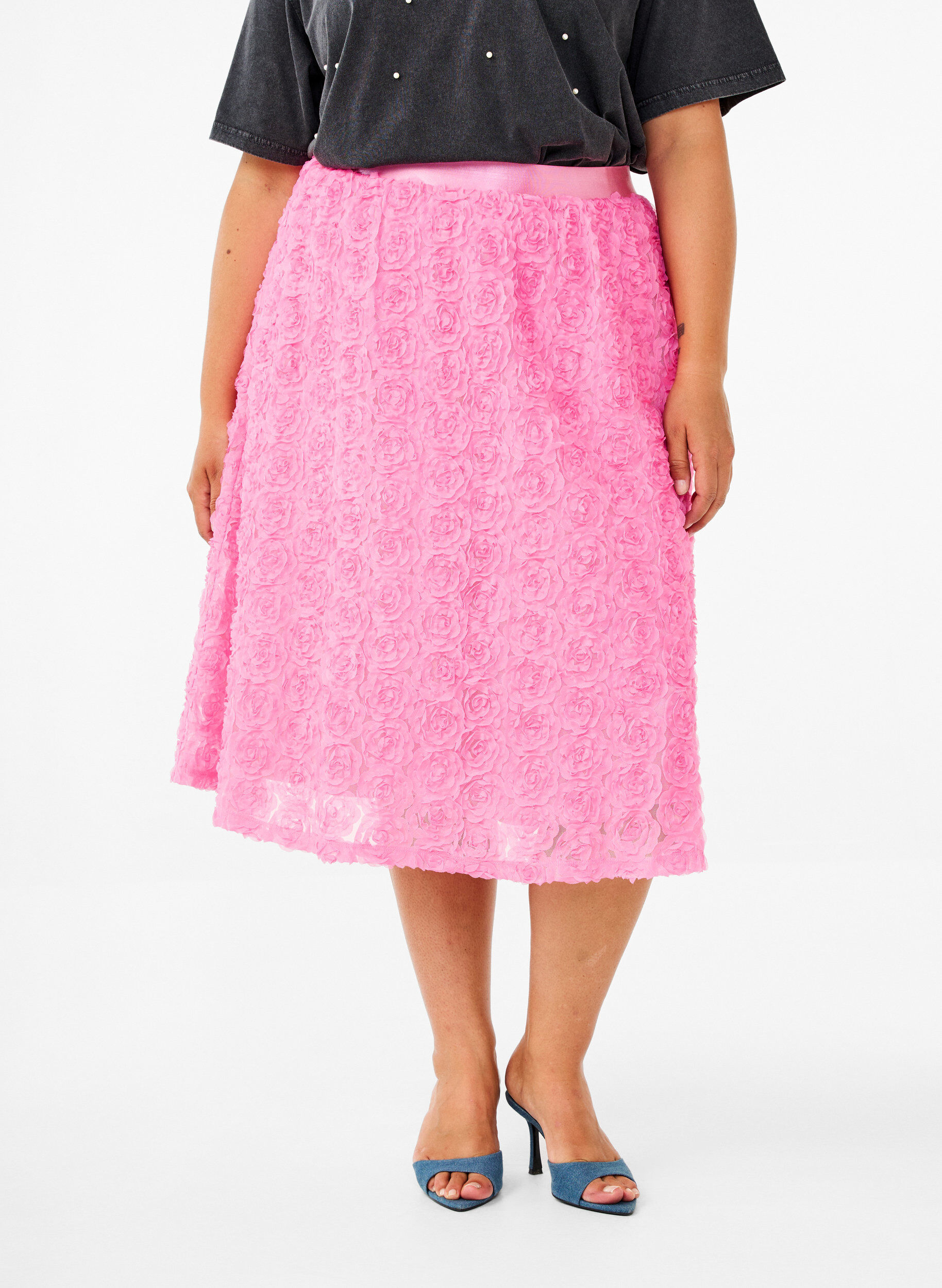 ZizziMidi-Rock mit 3D-Blumen, Dianthus, Model image number 2