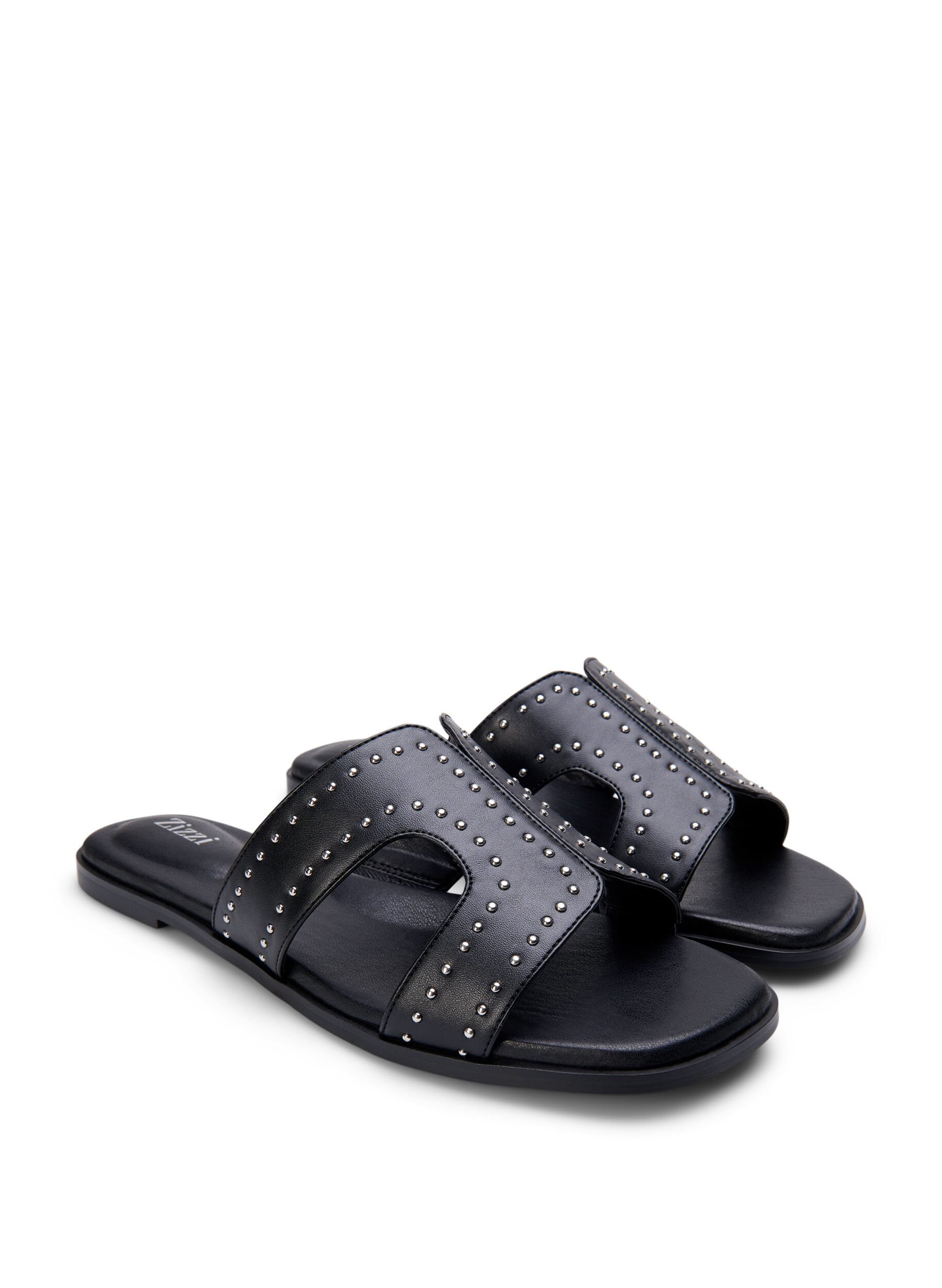 ZizziFlache Sandalen mit Nieten, Schwarz, Packshot image number 1