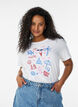 T-Shirt aus Bio-Baumwolle mit Strand-Print, Wei&szlig;, Model image number 0