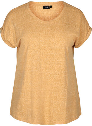 Meliertes T-Shirt aus Baumwolle, Mineral Yellow Mélange, Packshot image number 0