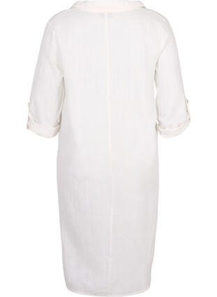 Gestreiftes Kleid aus Baumwolle und Leinen, White, Packshot image number 1