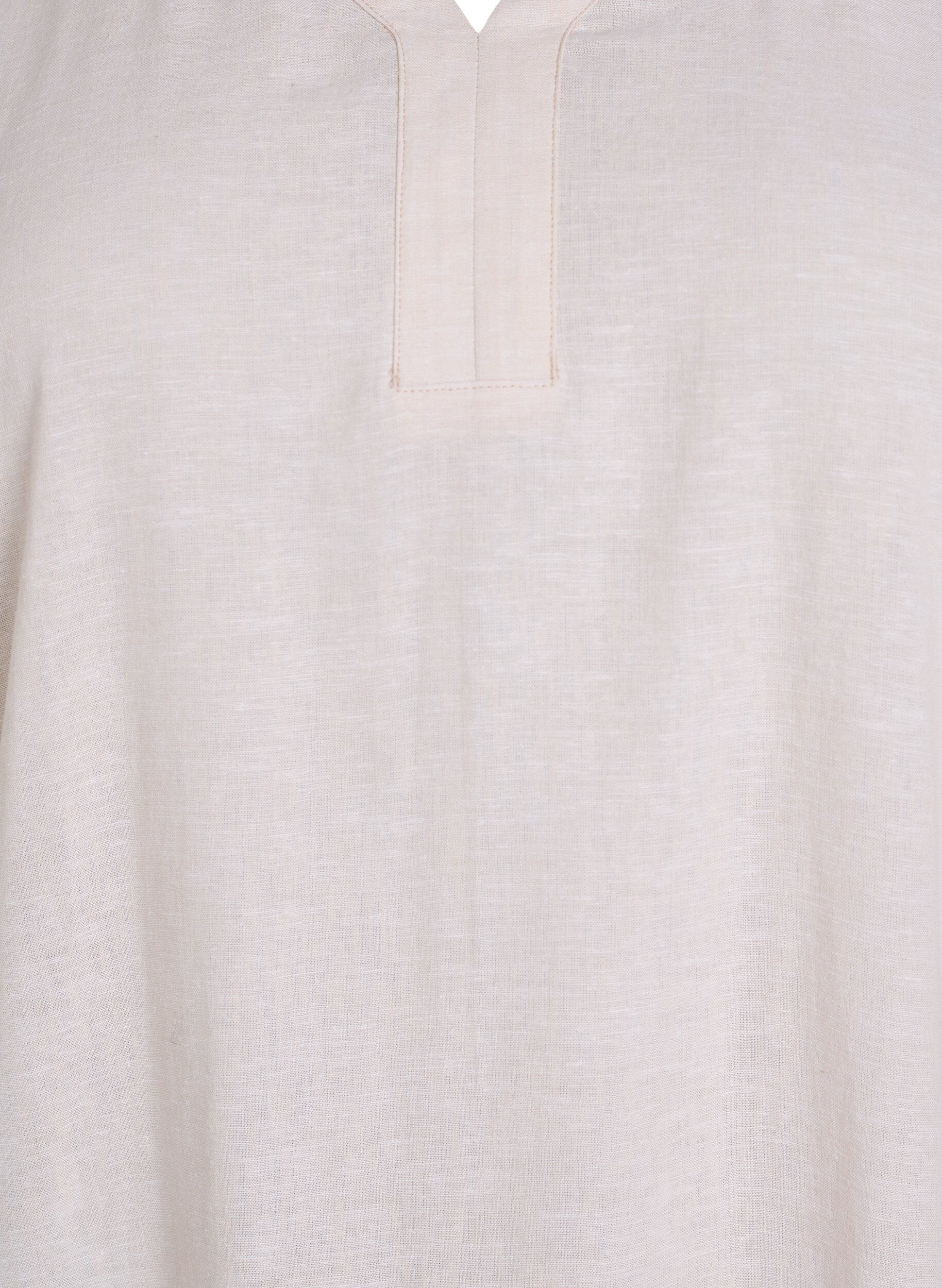 ZizziMidikleid aus Leinen und Viskose mit kurzen &Auml;rmeln, Beige, Packshot image number 2