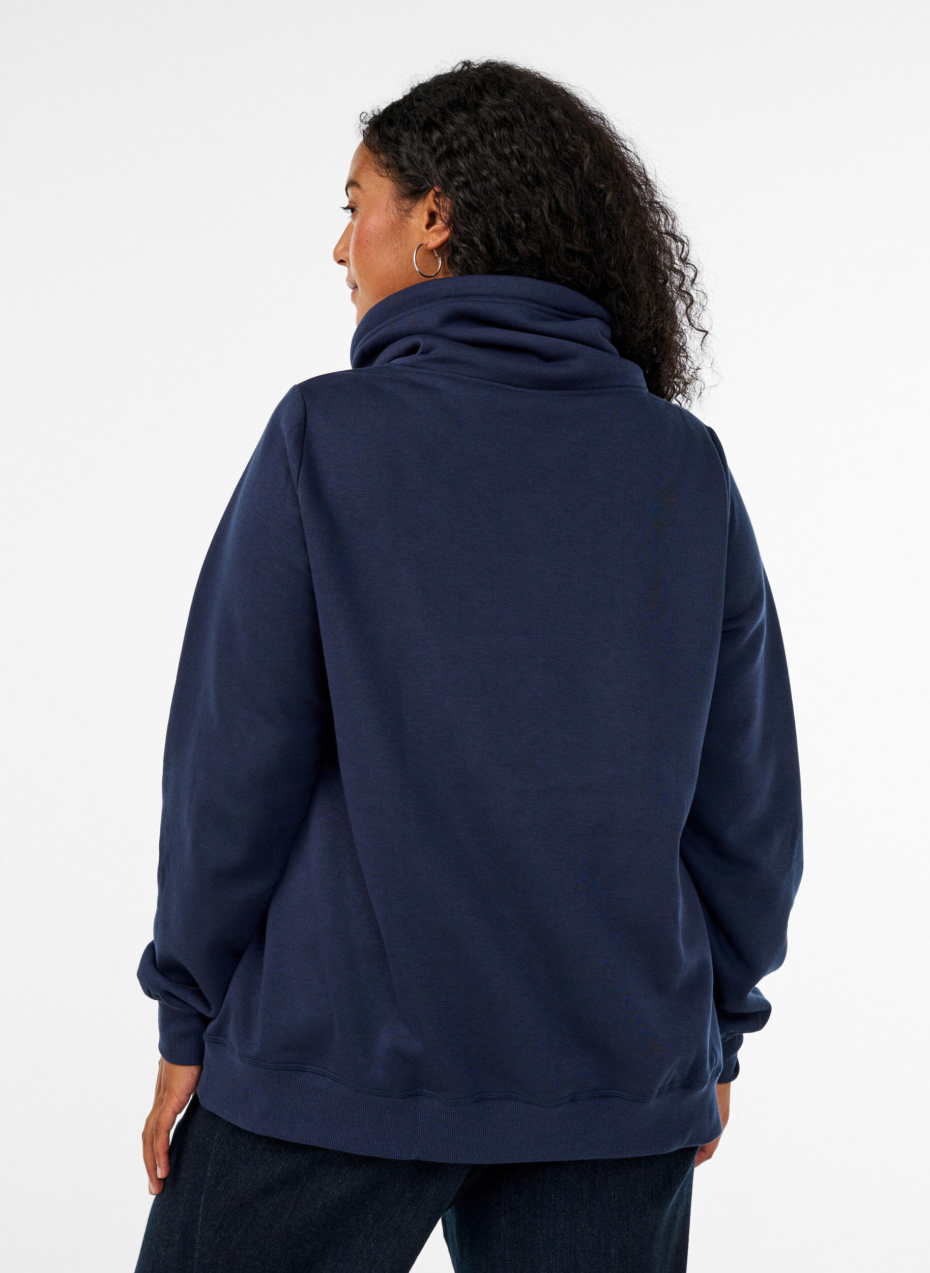 ZizziSweatshirt mit Stehkragen und Taschen, Blau, Model image number 2