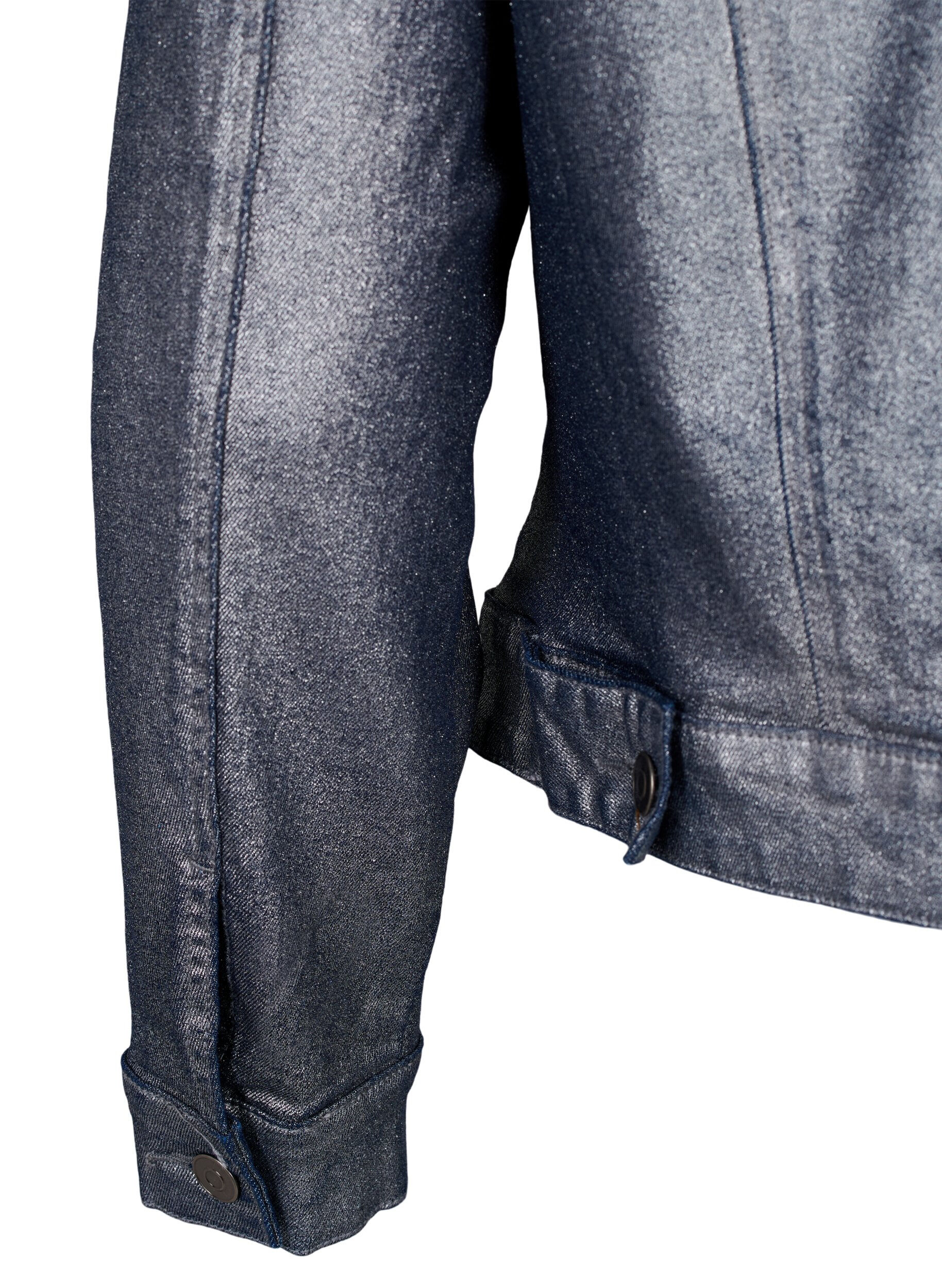 ZizziKurze Jeansjacke in Silberbeschichtung, Gun Silver, Packshot image number 3