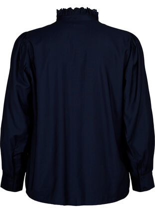 Viskose Shirt Bluse mit Ruffles, Sky Captain, Packshot image number 1