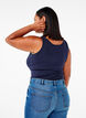 Einfarbiges basic Top aus Baumwolle, Blau, Model image number 2