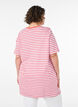 Langes oversized T-Shirt aus Bio-Baumwolle mit Streifen, Lila, Model image number 2