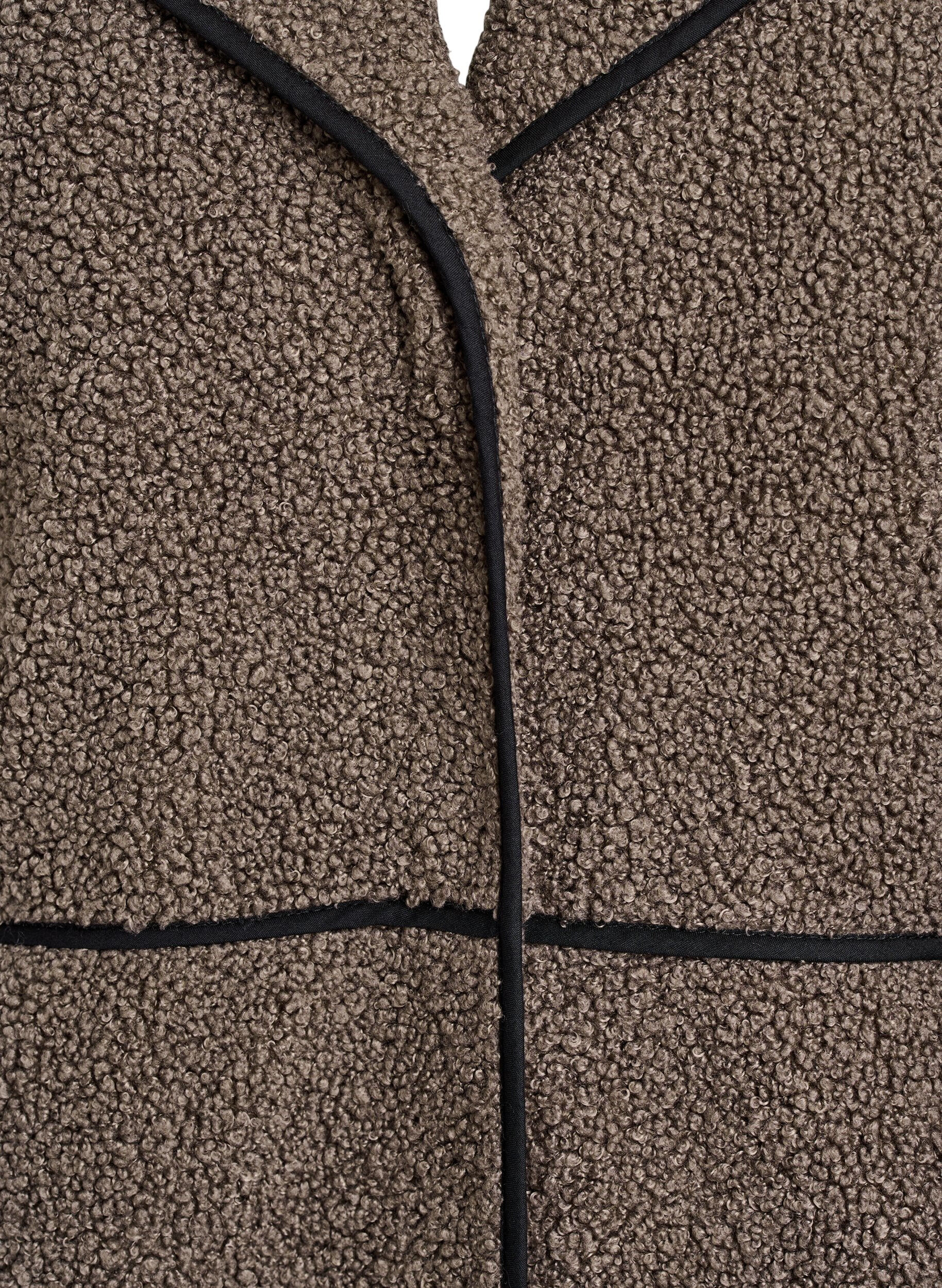 ZizziWeiche Teddyjacke mit Kontrastdetails, Braun, Packshot image number 2