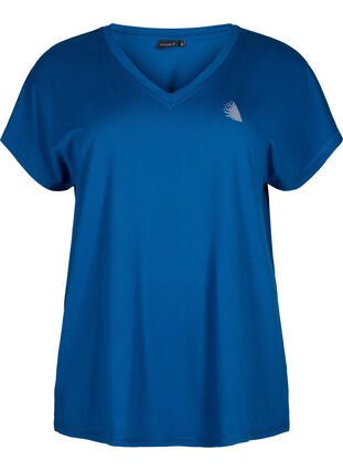 Lockeres Trainings-T-Shirt mit V-Ausschnitt, Blue Opal, Packshot image number 0