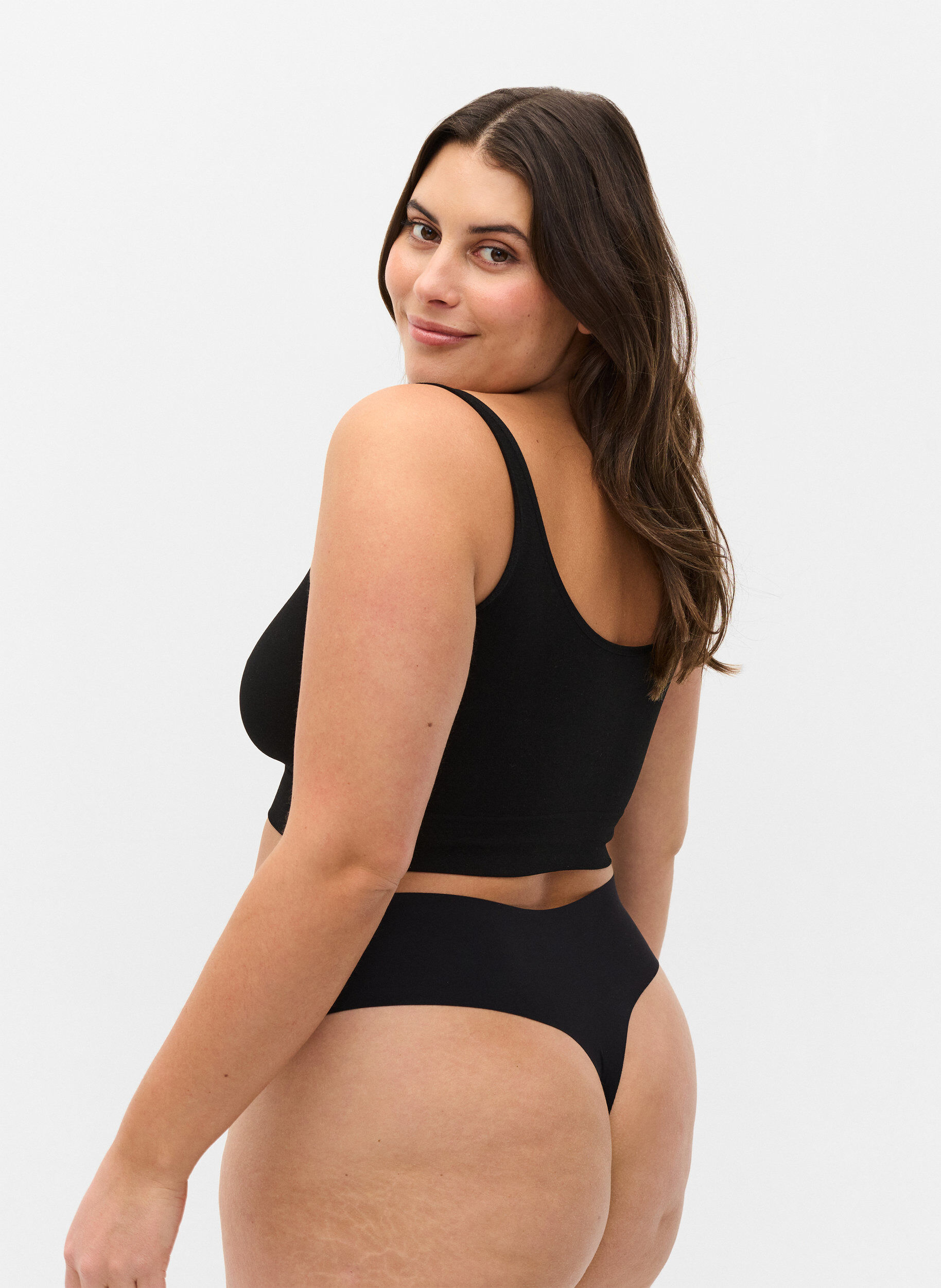 Zizzi2er-Pack invisible G-String , Schwarz, Model image number 1