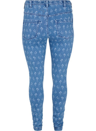Super Slim Amy Jeans mit Blumendruck, Blue denim, Packshot image number 1