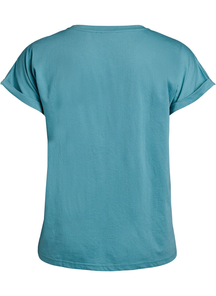 Kurz&auml;rmliges T-Shirt aus einer Baumwollmischung, Blau, Packshot image number 1