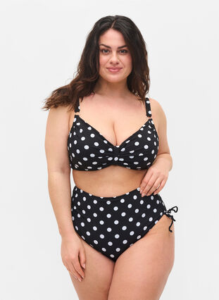 Gedruckte Bikini-Unterteile mit einer hohen Taille, Dotted Print, Model image number 0