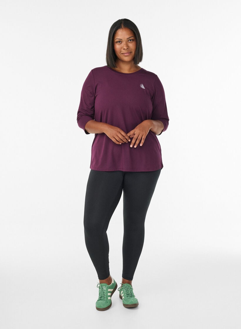 Trainingsshirt mit 3/4-&Auml;rmeln, Lila, Model image number 1