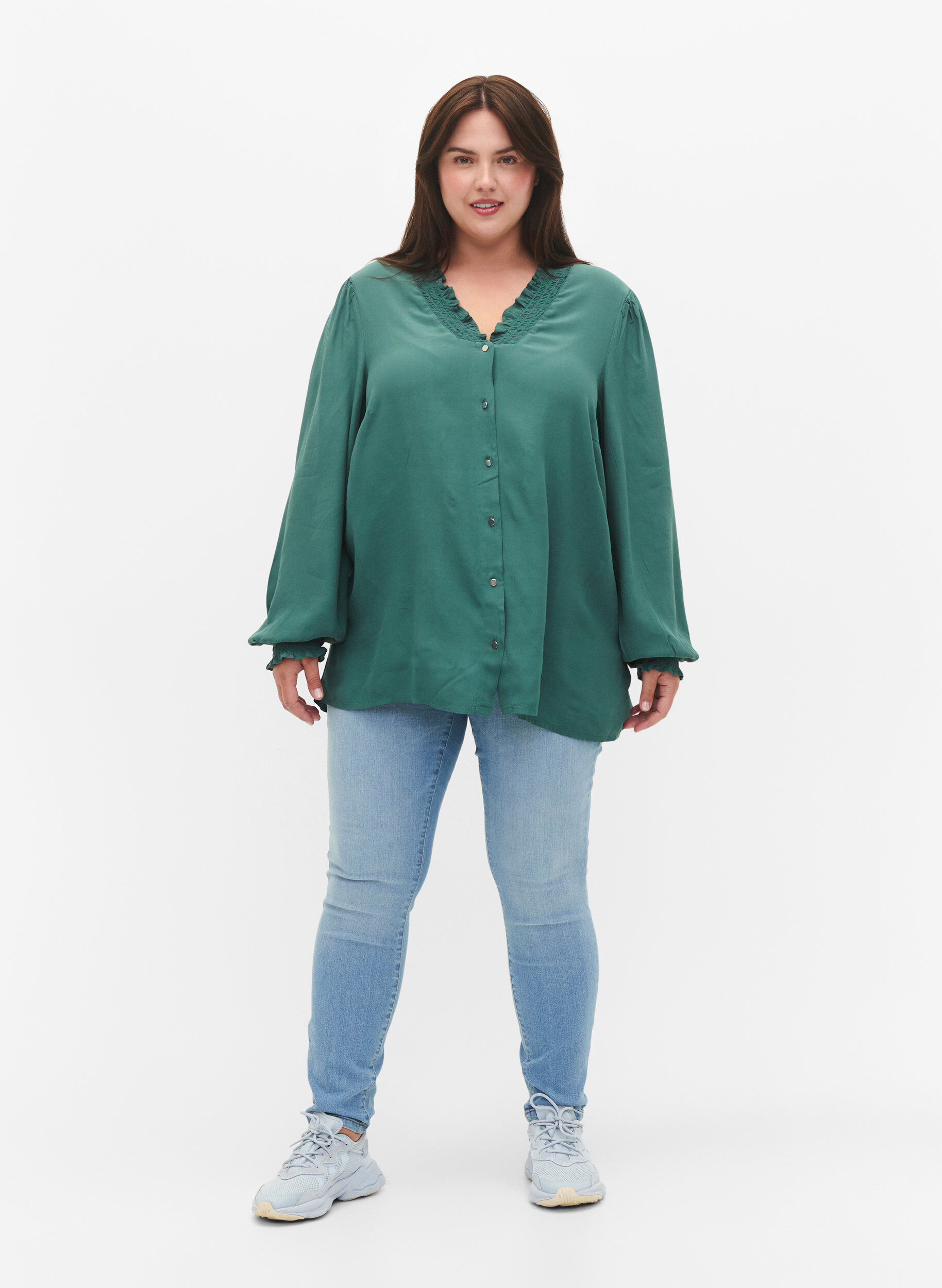 ZizziLang&auml;rmlige Bluse aus Viskose, Sea Pine, Model image number 2