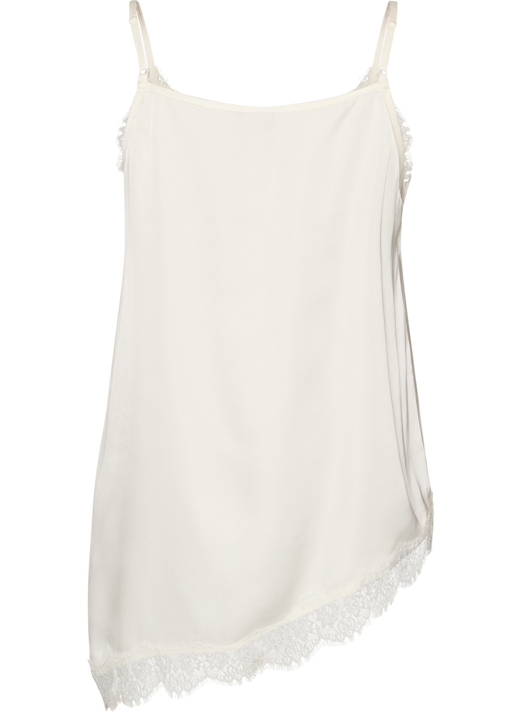 ZizziTr&auml;gertop mit Spitze und asymmetrischem Saum, Vanille, Packshot image number 1