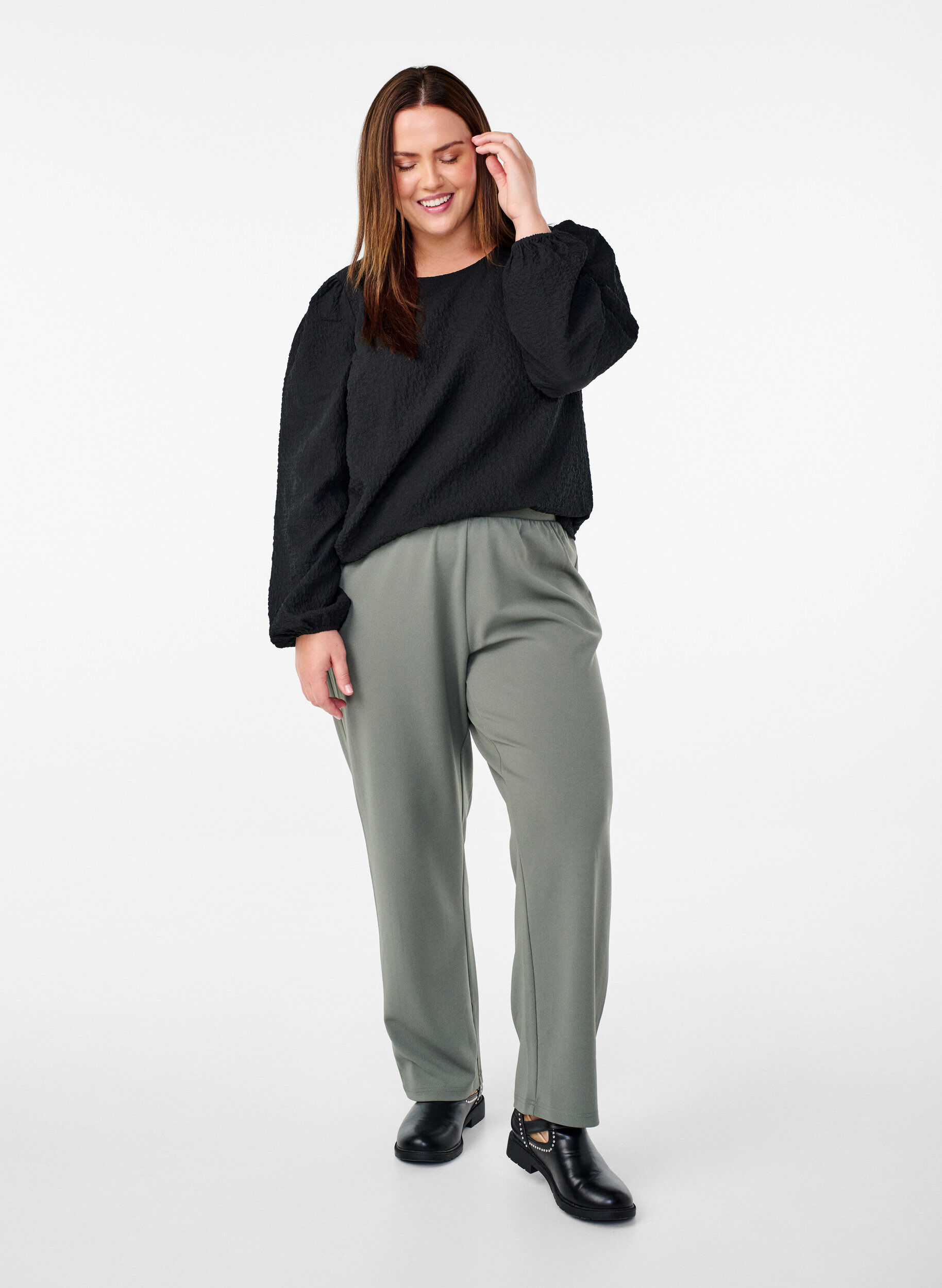 ZizziHose mit gerader Passform, Grau, Model image number 0