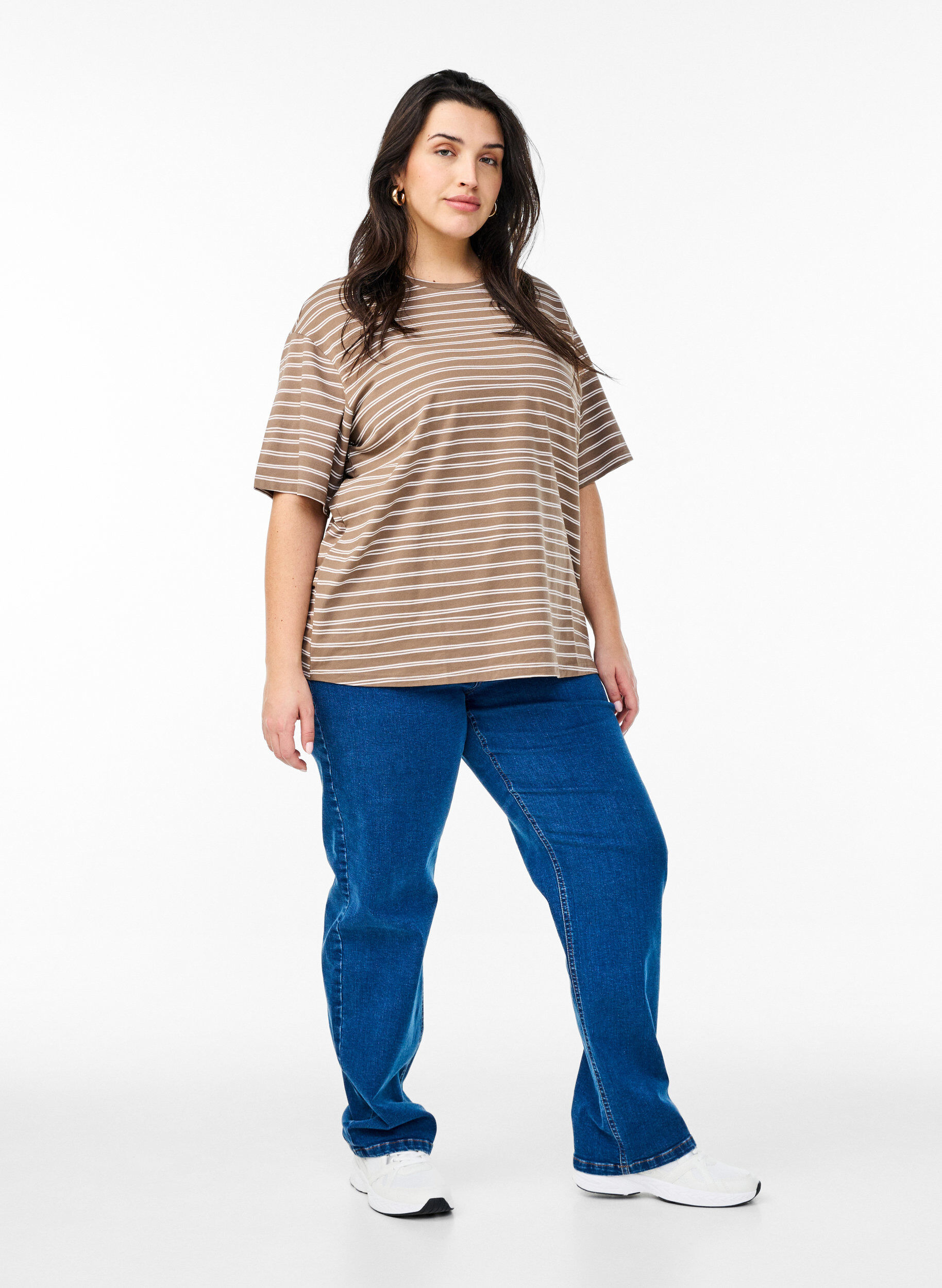 ZizziGestreiftes T-Shirt, Braun, Model image number 1