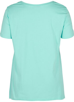 Kurzarm T-Shirt aus Baumwolle mit A-Linie, Aqua Sky PARIS, Packshot image number 1