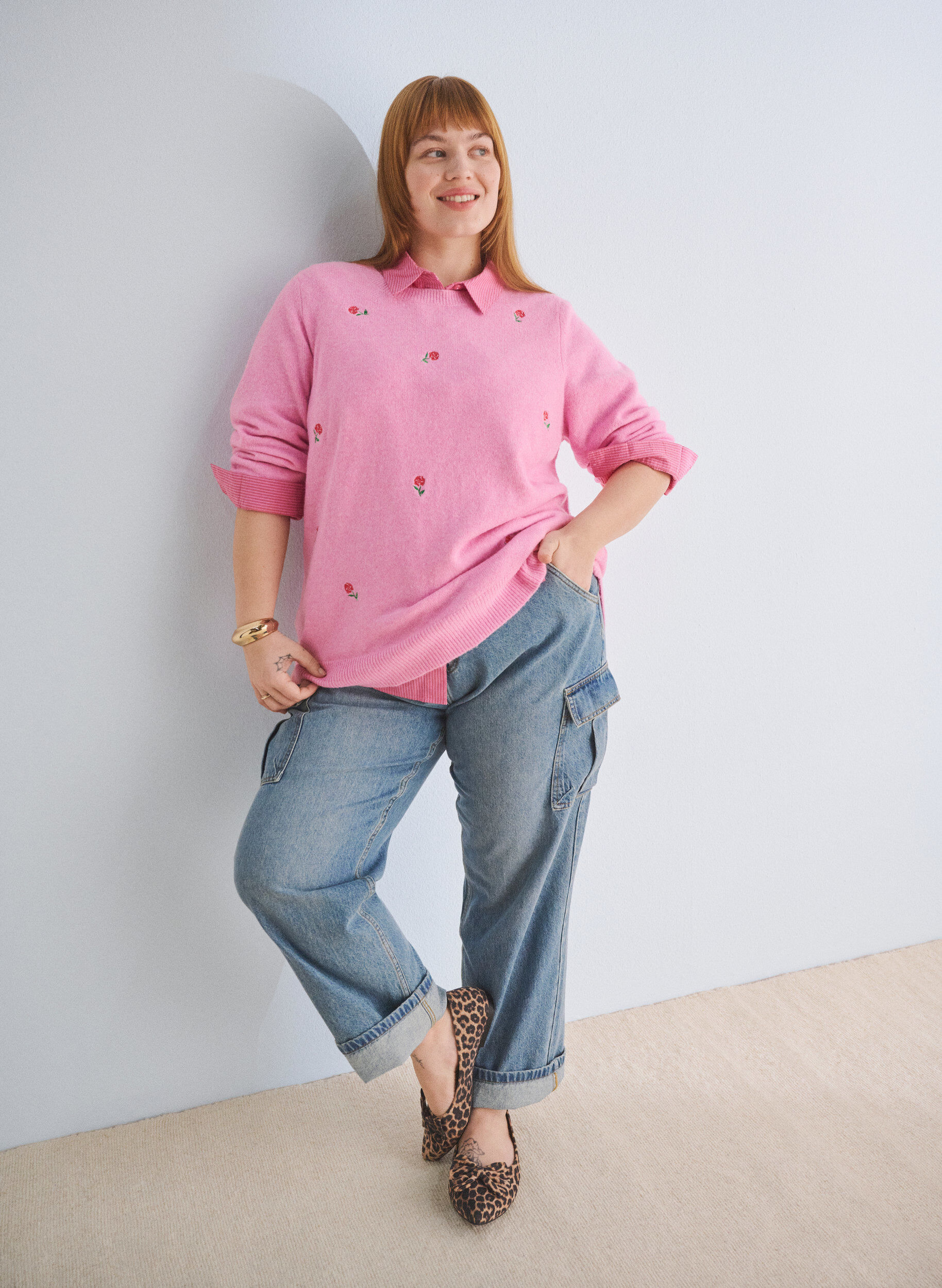 ZizziLocker sitzende Jeans mit Cargo-Taschen, Light blue, Image image number 0