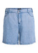 Locker geschnittene Jeansshorts mit hoher Taille, Blau, Packshot image number 0