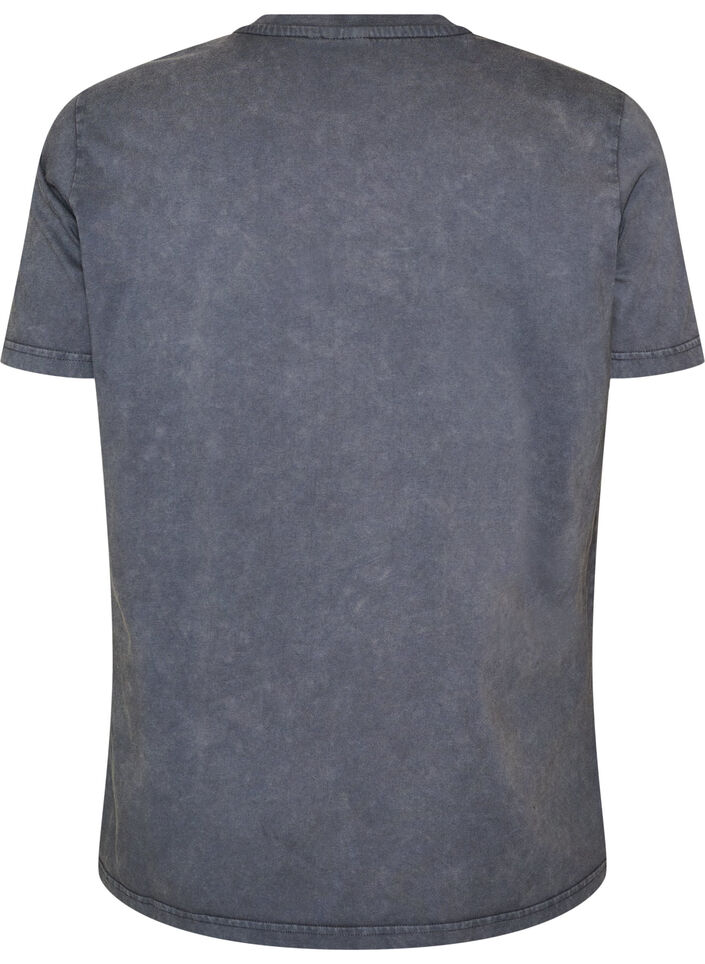 Baumwoll-T-Shirt mit Frontprint und gewaschener Optik, Grau, Packshot image number 1
