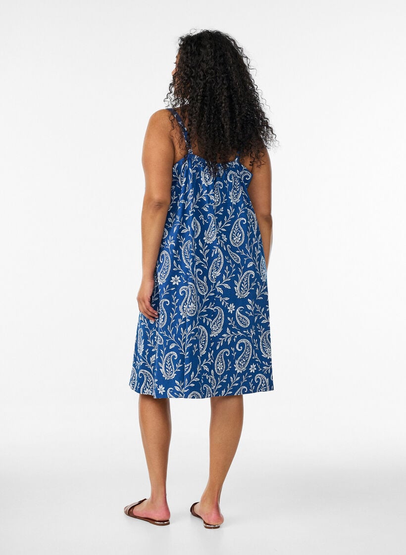 Midi-Tr&auml;gerkleid aus Bio-Baumwolle, Blau, Model image number 2