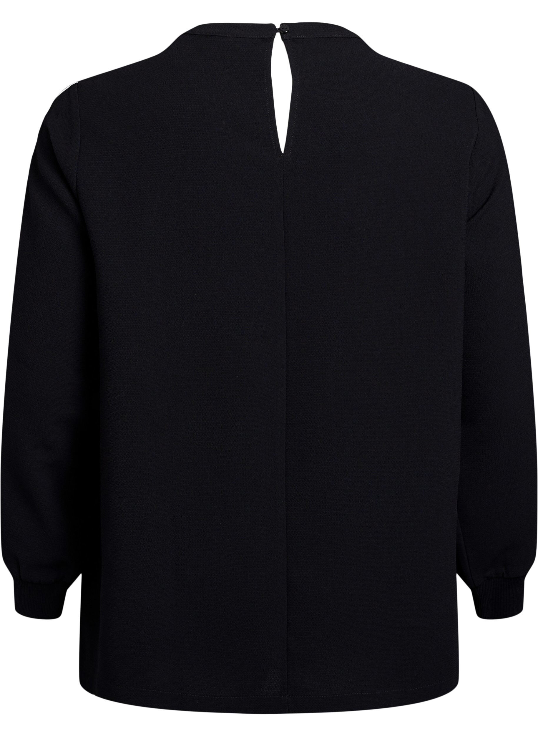ZizziBluse mit Streifendetail an den &Auml;rmeln, Schwarz, Packshot image number 1