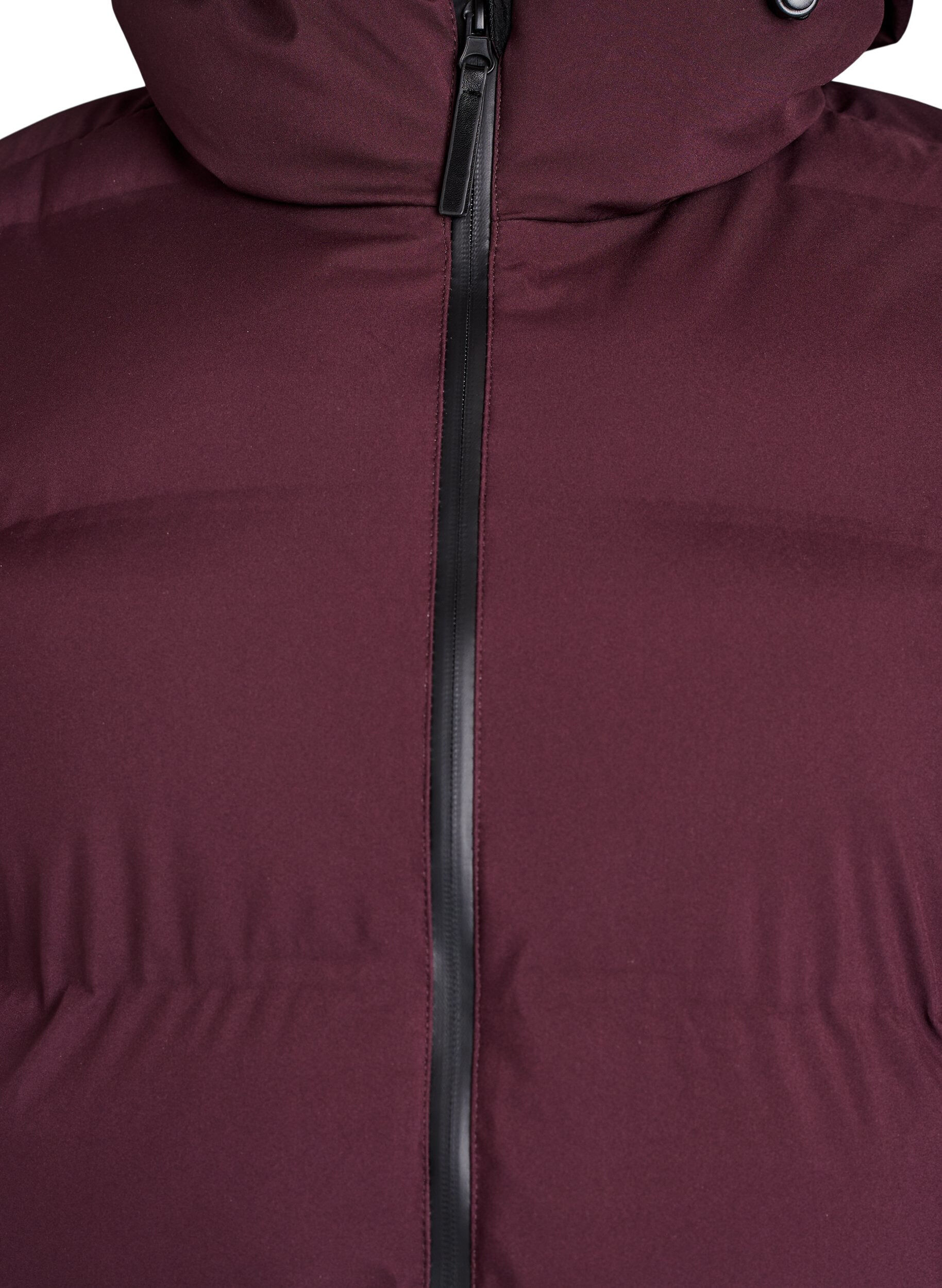 ZizziLanger Winter-Steppmantel mit Kapuze, Dunkles Bordeaux, Packshot image number 2