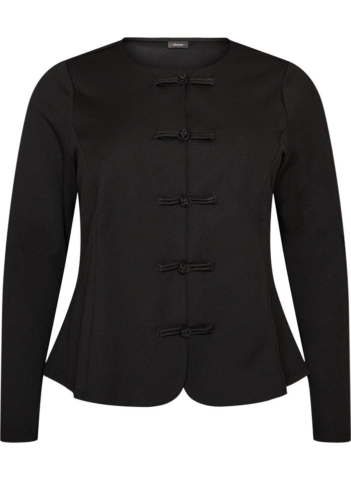 Figurbetonter Cardigan mit Knotenverschl&uuml;ssen, Schwarz, Packshot image number 0