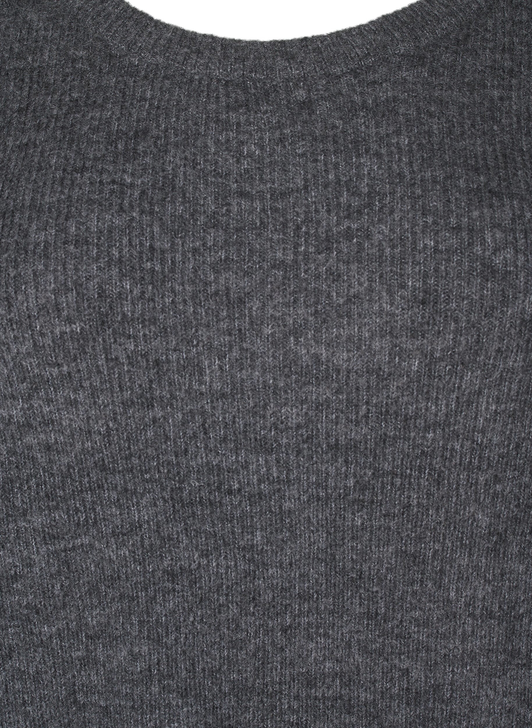 ZizziMelange-Pullover mit Rundhalsausschnitt, Dark Grey Black Mel., Packshot image number 2