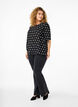 Gepunktete Bluse mit kurzen Ärmeln, Black W. White Dot, Model image number 2