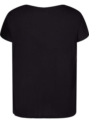 Kurzärmeliges Viskose-T-Shirt mit Golddruck, Black Gold , Packshot image number 1