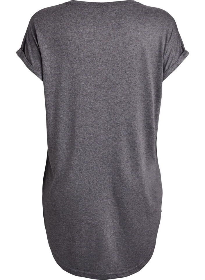 Kurz&auml;rmliges Nachthemd mit Textdruck, Schwarz, Packshot image number 1