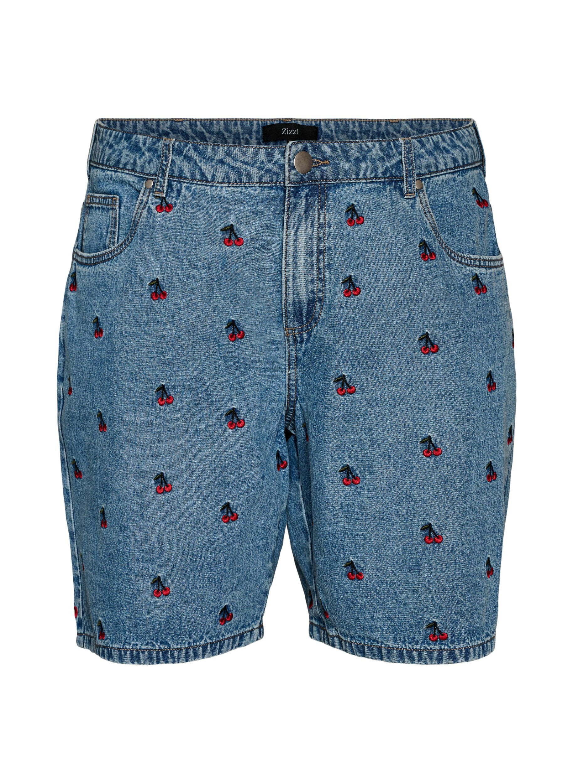 ZizziBestickte Denimshorts, Blau, Packshot image number 0
