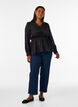 Gl&auml;nzende Bluse aus Viskose mit Peplum-Effekt, Schwarz, Model image number 1