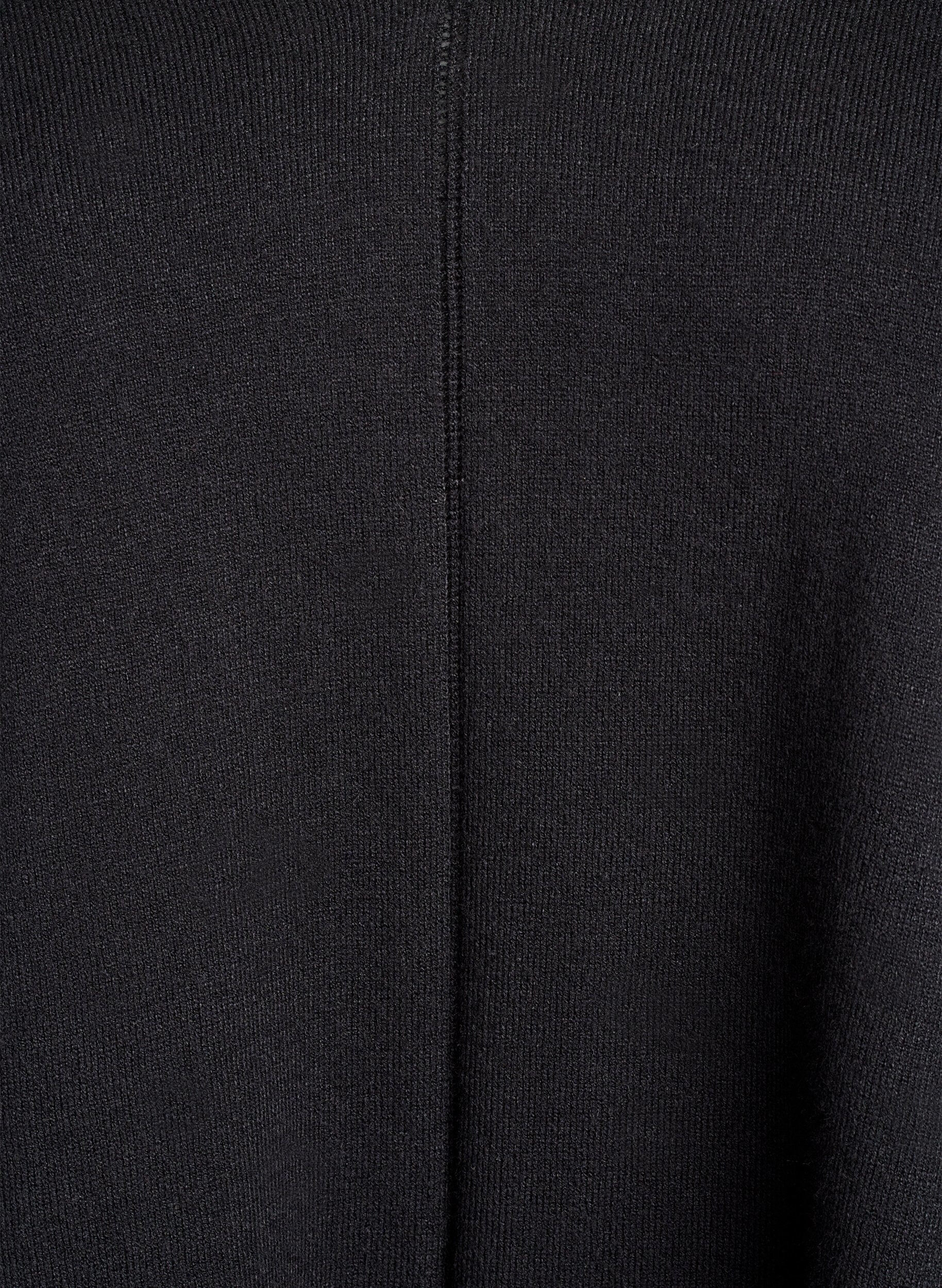 ZizziBluse aus Feinstrick mit V-Ausschnitt und Detail auf der Vorderseite, Schwarz, Packshot image number 2