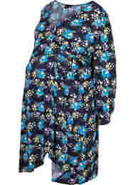Geblümtes Umstands-Wickelkleid aus Viskose, Blue Flower AOP, Packshot