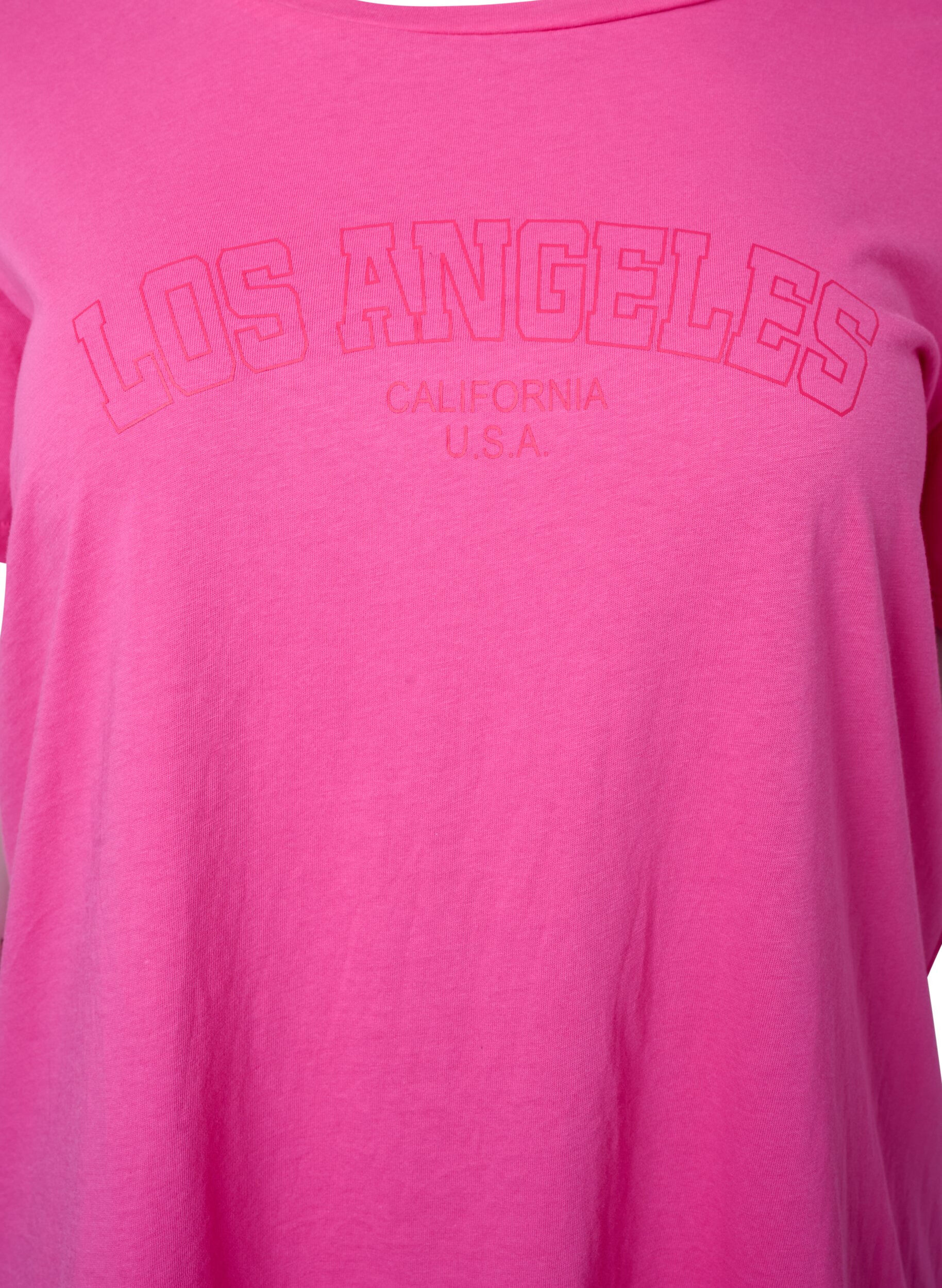 ZizziT-Shirt aus Baumwolle mit Textprint, Shocking Pink W. LOS, Packshot image number 2