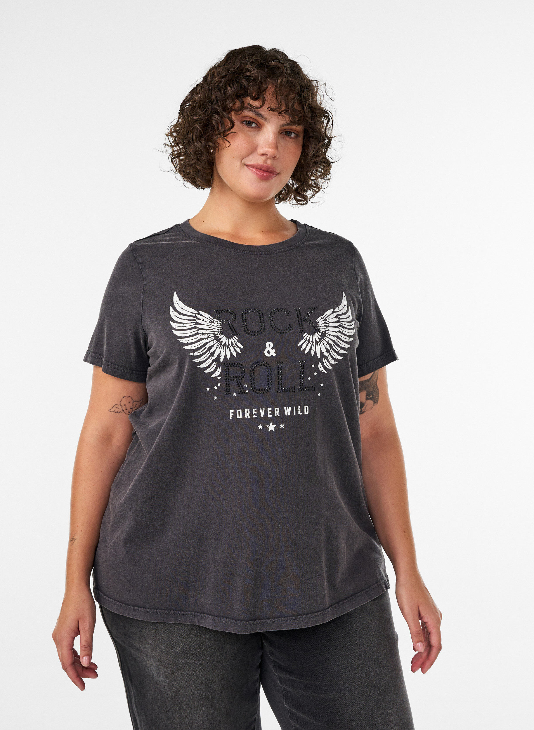 ZizziT-Shirt aus Bio-Baumwolle mit Print, Schwarz, Model image number 0