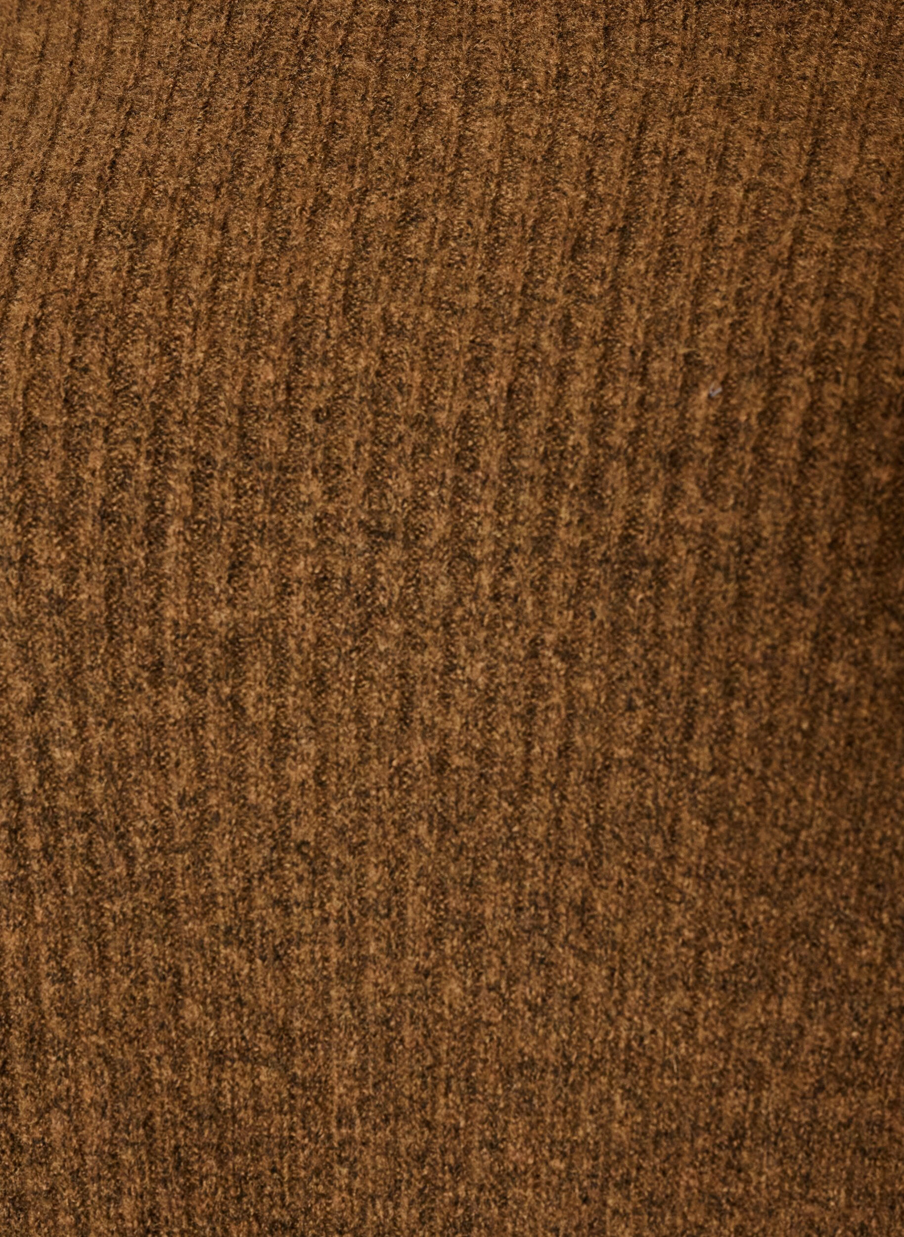 ZizziGerippter Pullover mit Ballon&auml;rmeln, Braun, Packshot image number 2