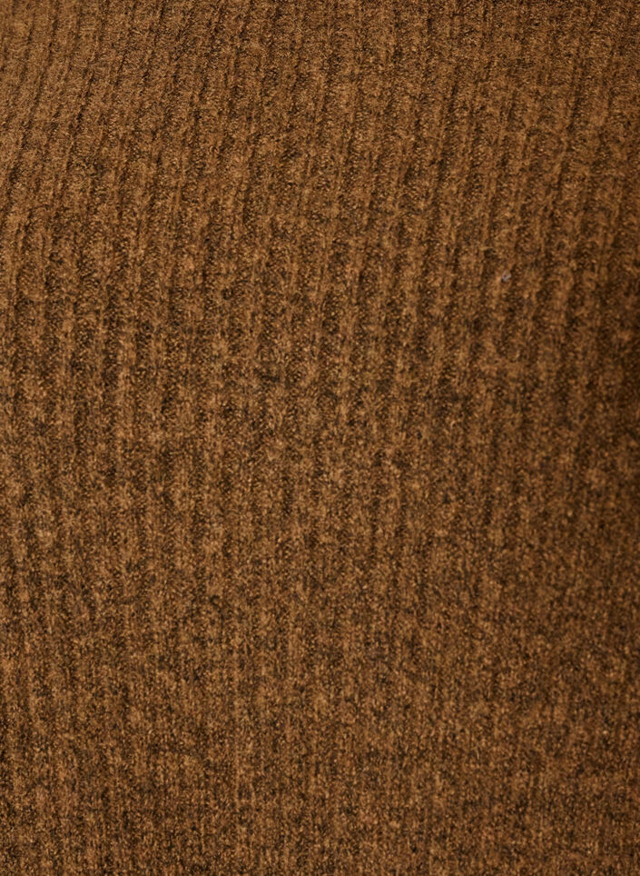 Gerippter Pullover mit Ballon&auml;rmeln, Braun, Packshot image number 2